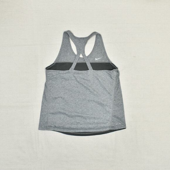 Nike Women Tank Top Crew Neck Solid Gym Polyester Gray Size L Reversible Dri Fit - Picture 2 of 8